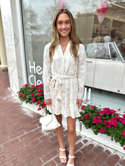 Embroidered Button Down Dress