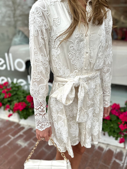 Embroidered Button Down Dress