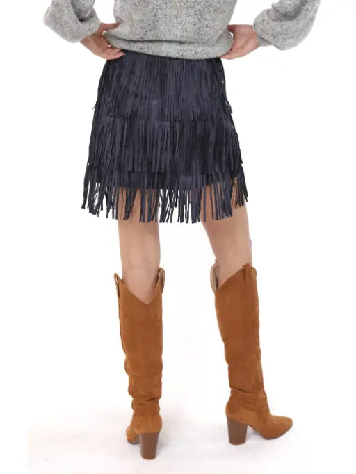 The Groove Suede Fringe Skirt