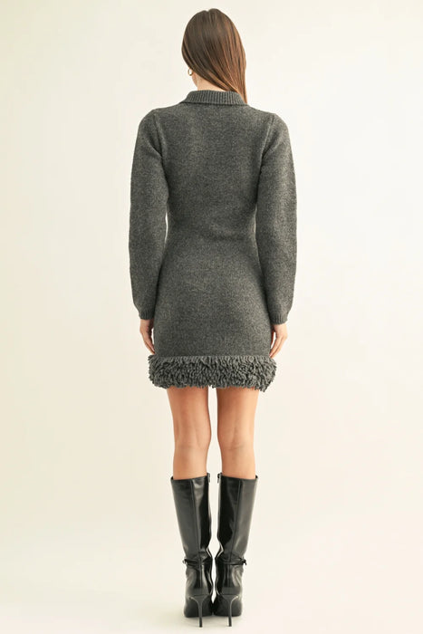 Esme Fringed Hem Knit Dress