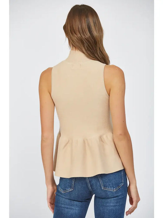 Mock Neck Peplum Sweater Tank