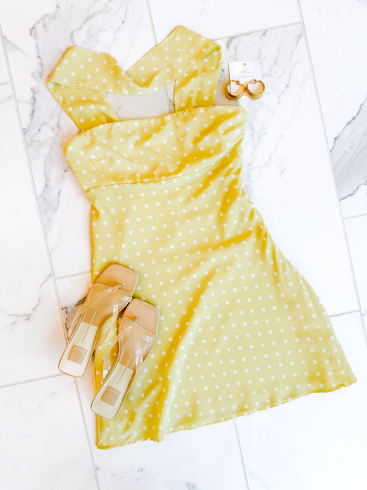 Polka Dot Mini Dress with Scarf