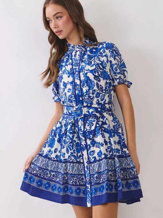 Button Down Floral Printed Dress