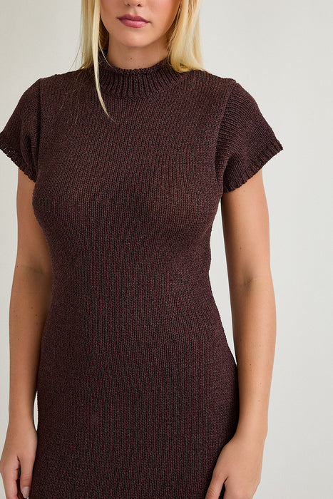 Round Neck Short Sleeve Sweater Dress