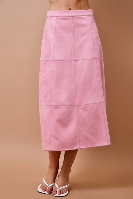 High Waist Suede Midi Skirt
