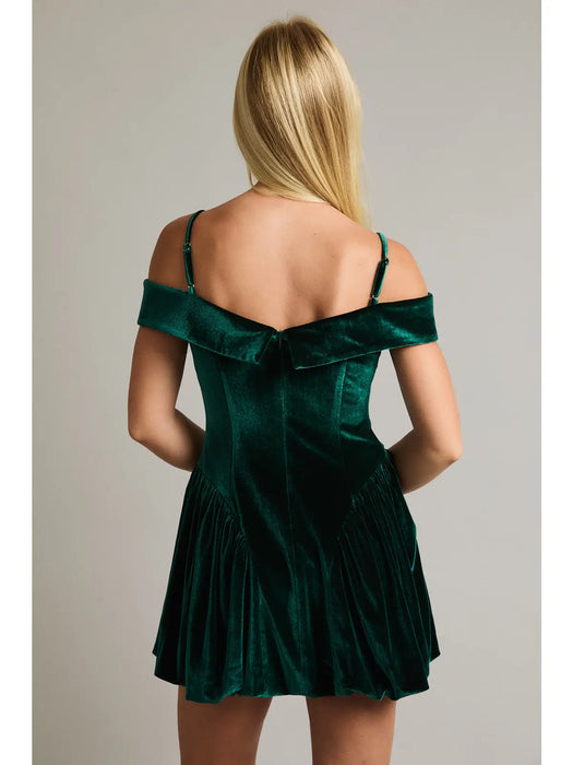 Cold Shoulder Velvet Mini Dress