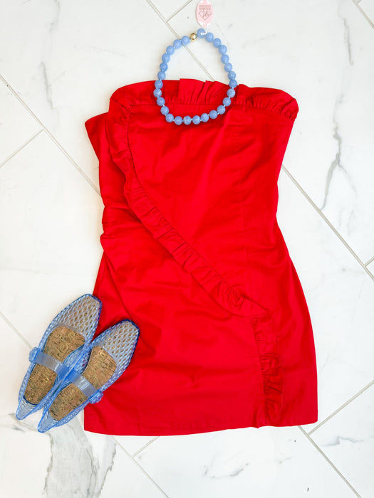 Tube Mini Dress With Ruffle Detail