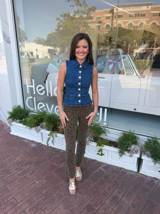 Delaney Button Front Peplum Top