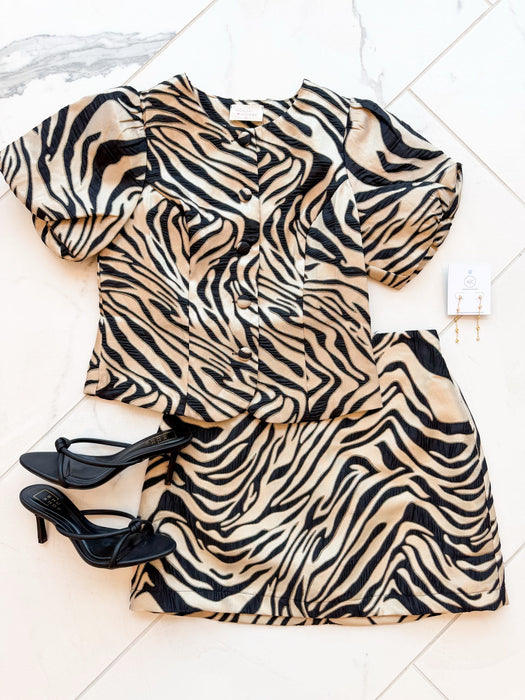 Tiger Metallic Jacquard Mini Skirt