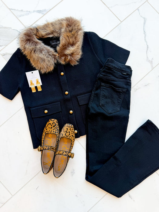 Faux Fur Trim New Cardigan