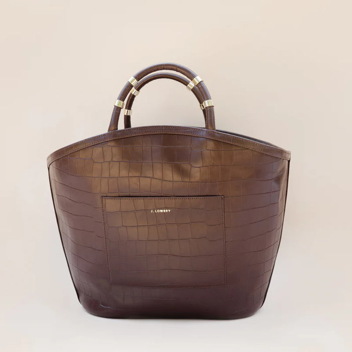 Tote in Espresso Croc