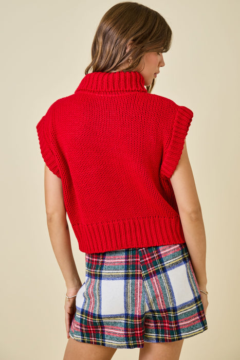 Sleeveless Cropped Turtleneck Sweater