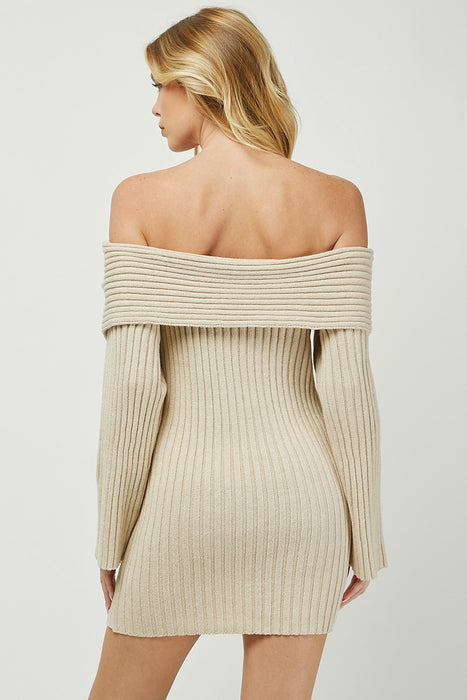 Oversized Off Shoulder Sweater Mini