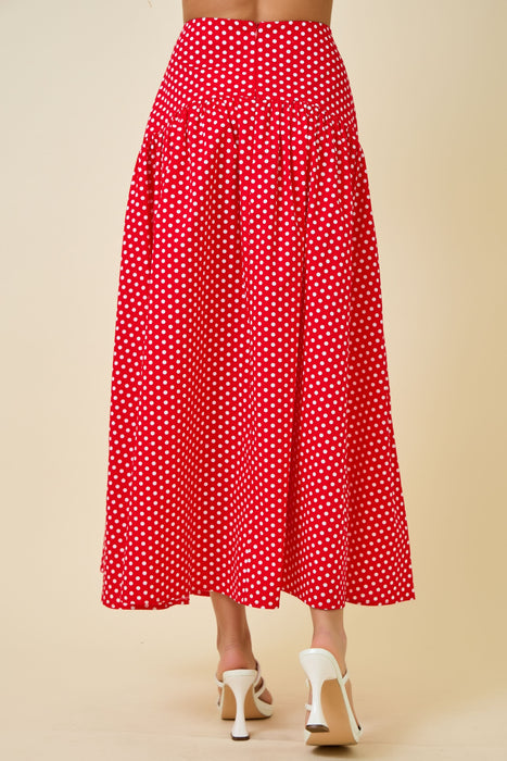 Polka Dot Flared Maxi Skirt