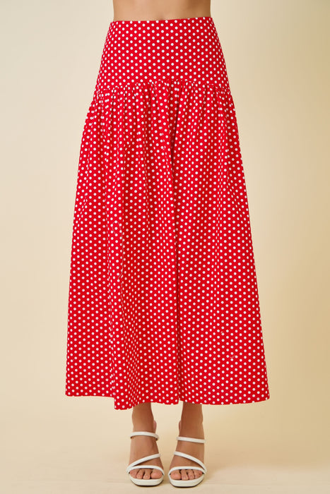 Polka Dot Flared Maxi Skirt