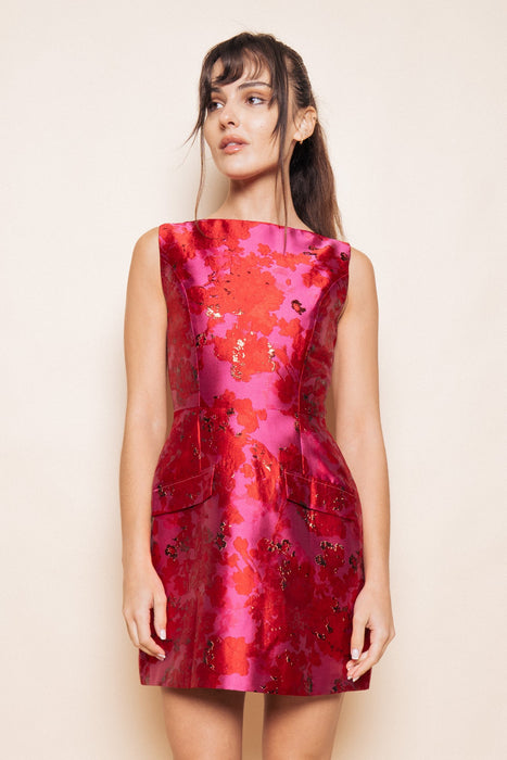 Floral Jacquard Mini Dress