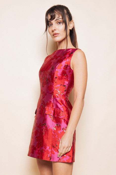 Floral Jacquard Mini Dress