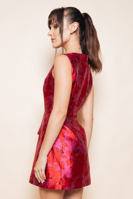 Floral Jacquard Mini Dress