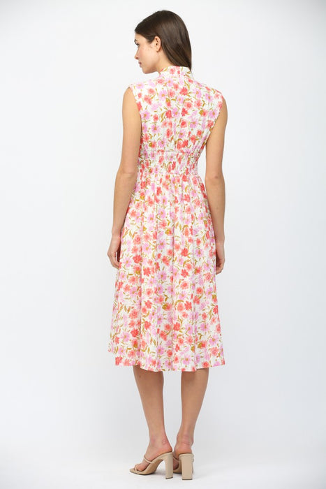 Floral Jacquard Front Zip Dress