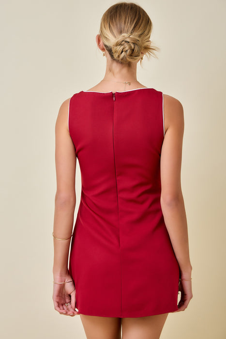 Contrast Piping A Line Mini Dress