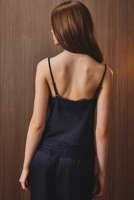 Lace Trim Satin Cami Top