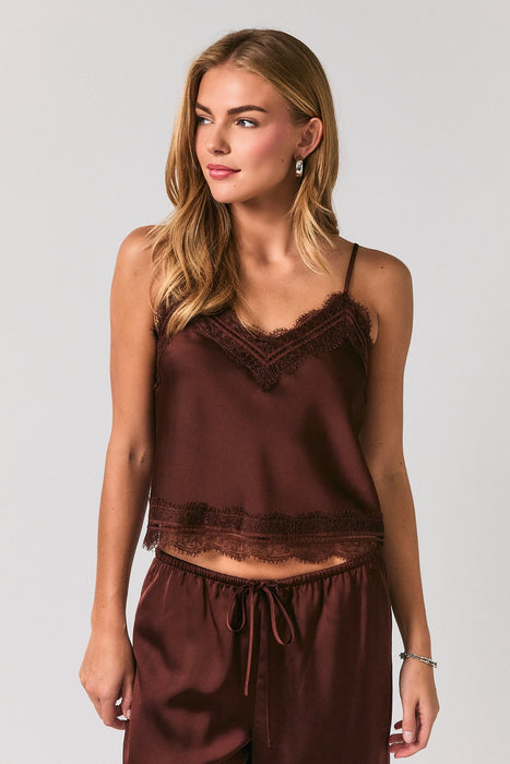 Lace Trim Satin Cami Top