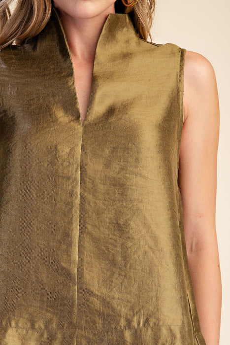 Stand Collar V Neck Tank