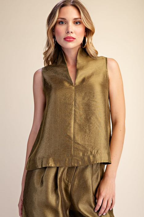 Stand Collar V Neck Tank