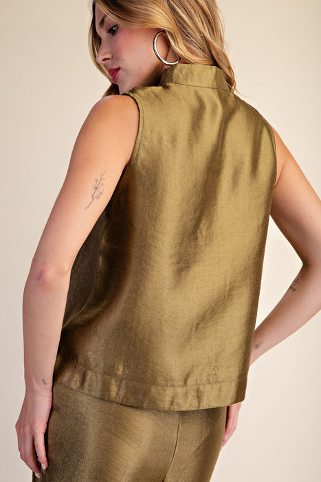 Stand Collar V Neck Tank