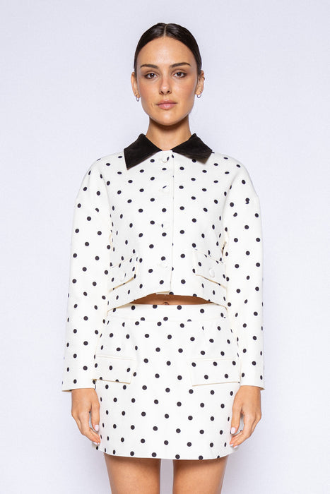 Contrast Collar Crop Jacket