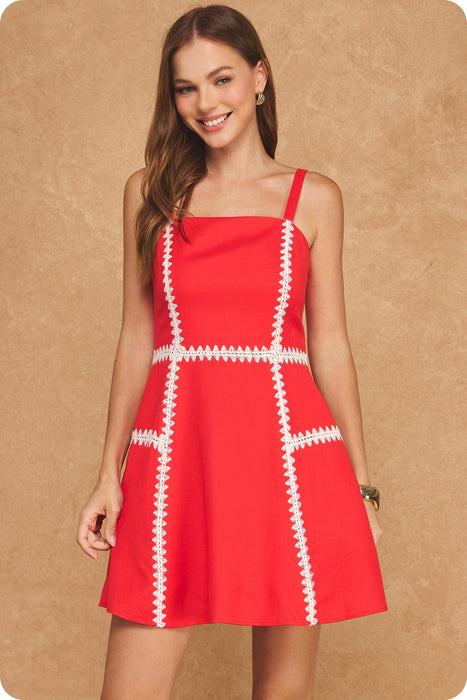 Crochet Embroidery Mini Dress
