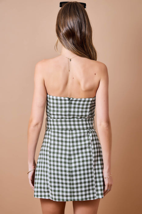 Gingham Strapless Mini Dress