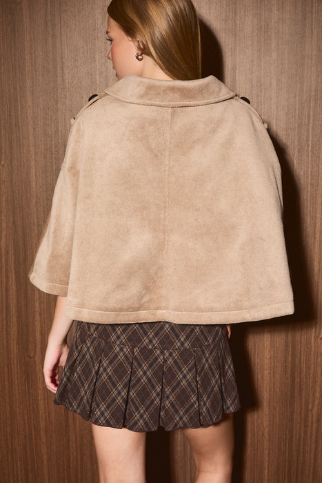 Double Breasted Short Cape Coat