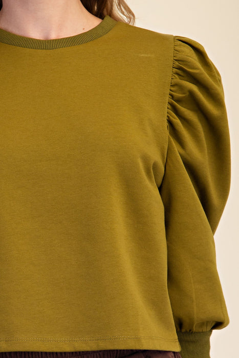 Puff Rib Long Sleeve Pullover Top