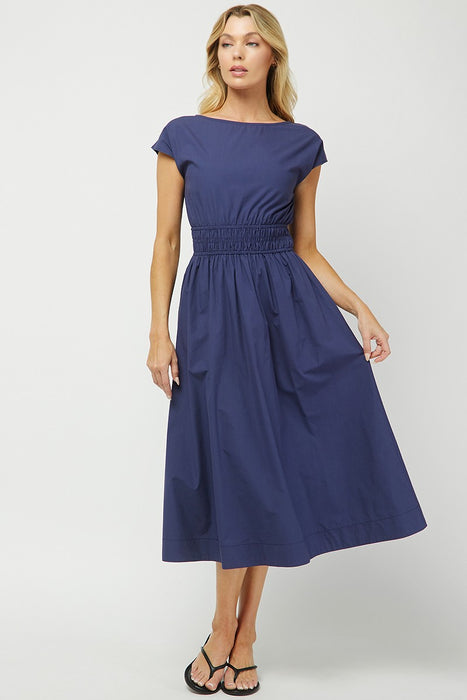 Boat Neck Cap Sleeve Maxi Dress