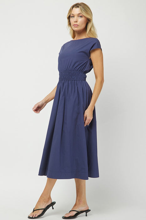Boat Neck Cap Sleeve Maxi Dress