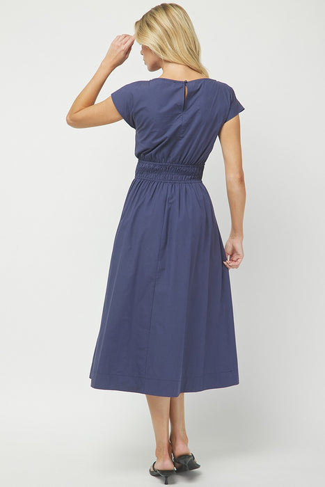 Boat Neck Cap Sleeve Maxi Dress