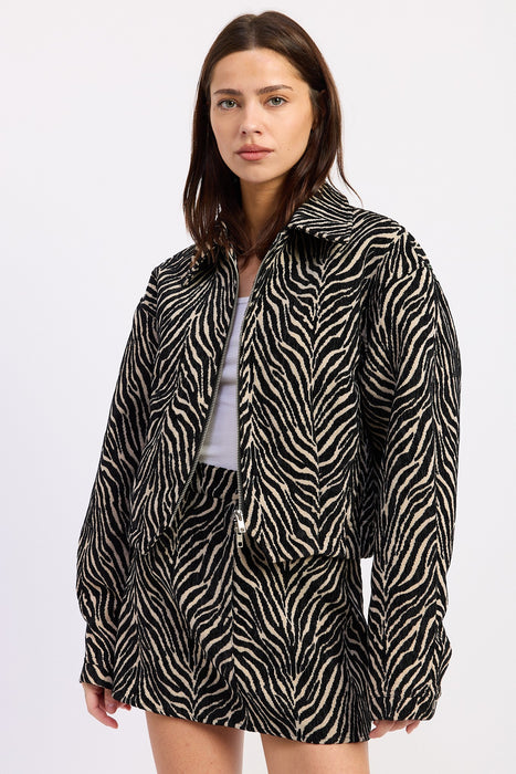 Zip Up Animal Print Jacket