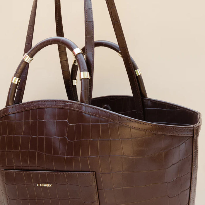 Tote in Espresso Croc