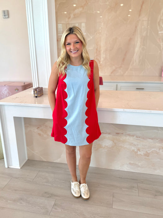 Sleeveless Scalloped Dress