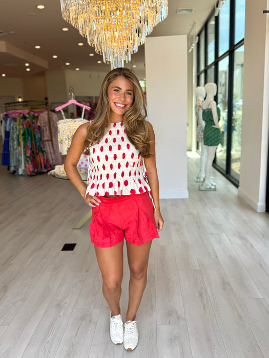 Maeve Smocked Polka Dot Top