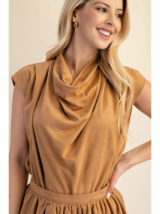 Cowl Neck Suede Top