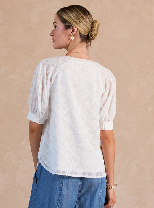 Textured Star Pattern Short Sleeve Blouse