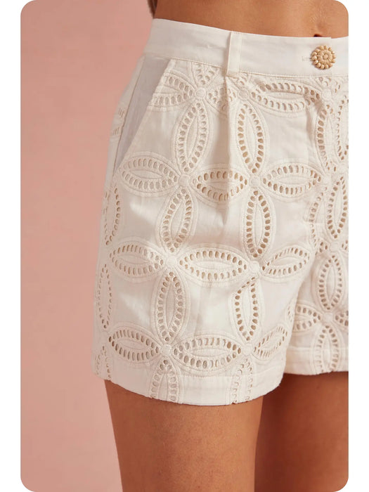 Embroidered Eyelet Shorts