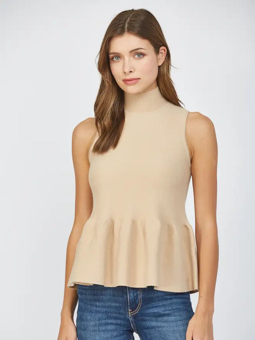 Mock Neck Peplum Sweater Tank