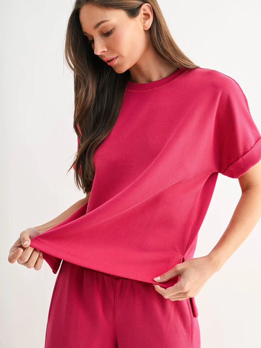 Luxe Sand Wash Rib Lounge Tee