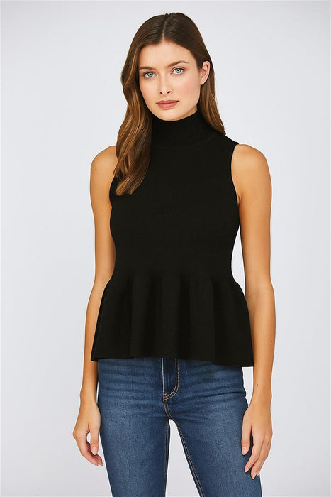Mock Neck Peplum Sweater Tank