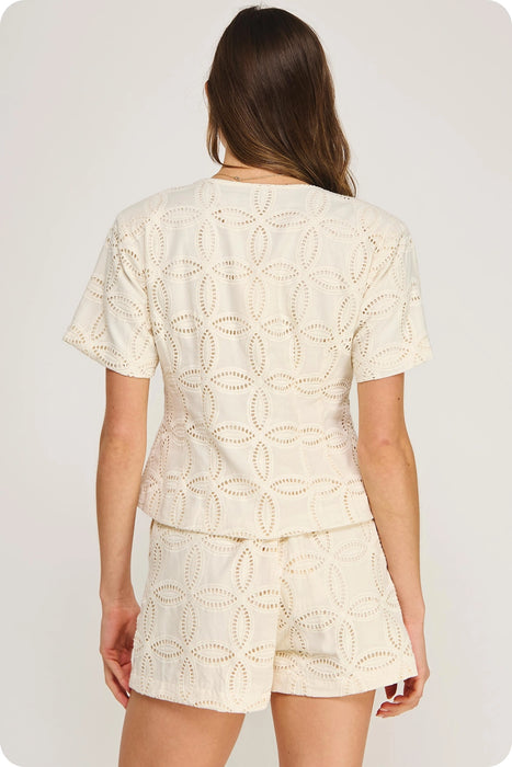 Embroidered Eyelet Top