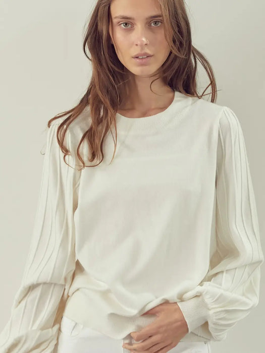 Pleat Puff Sleeve Sweater