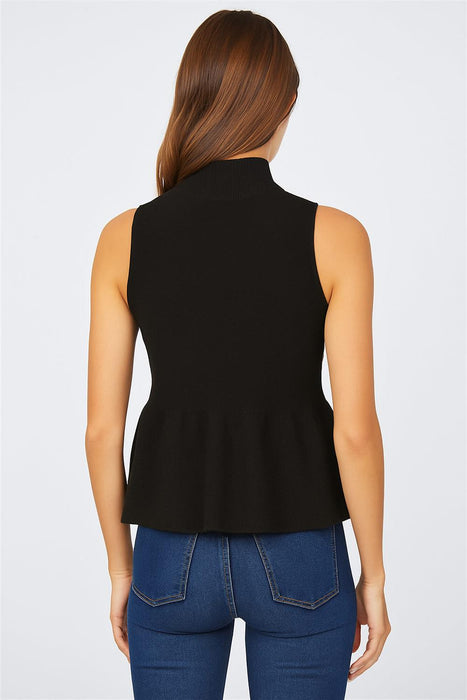 Mock Neck Peplum Sweater Tank